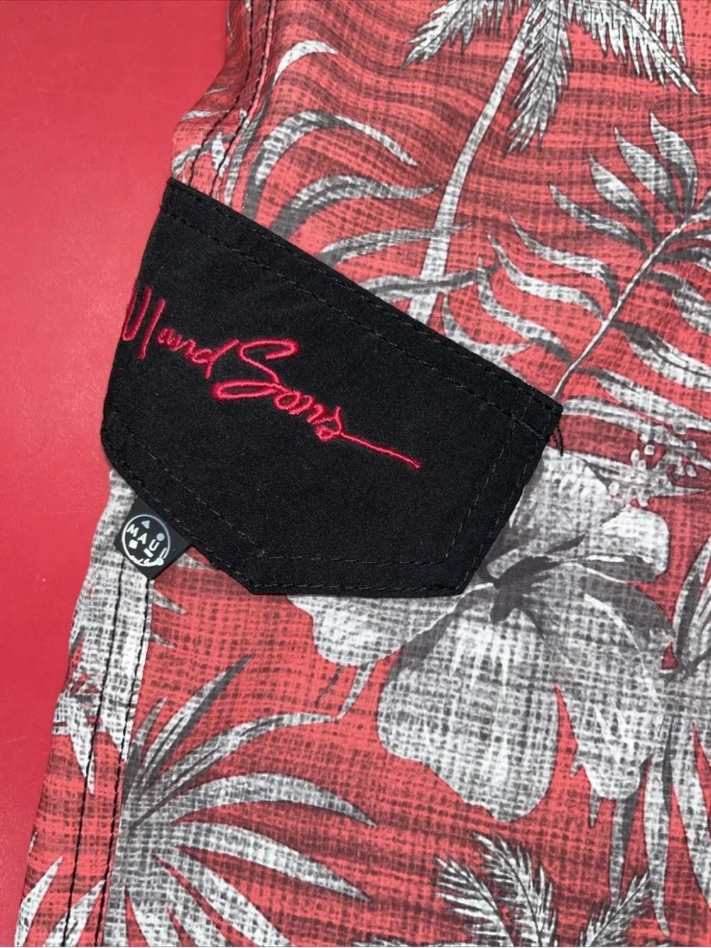 Maui and Sons Red Floral Palm Board Shorts